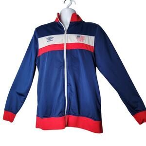 Umbro USA Track Jacket Men’s M Blue Red White Full Zip Retro Flag Soccer 2016